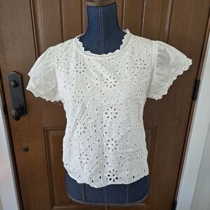 White Eyelet Lace Women's Top